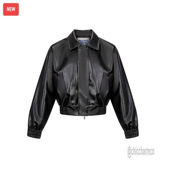Jackets & Blazers - Cropped Faux Leather Jacket Y2K Motorcycle Bomber Streetwear Lightweight